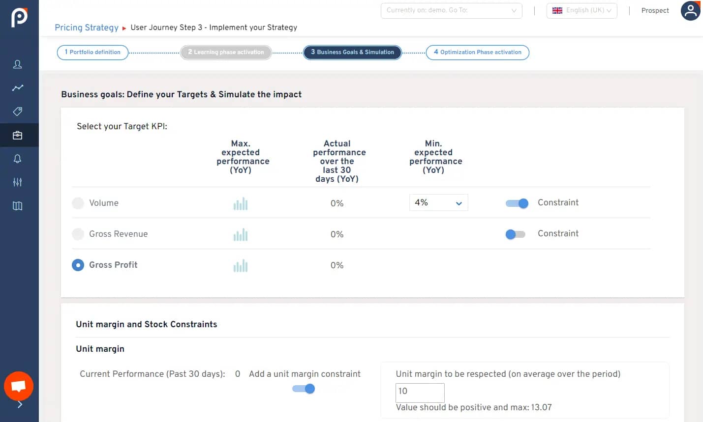 preview of the PricingHUB interface, a dynamic pricing solution