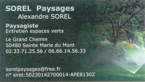 Carte de visite Paysagiste SOREL