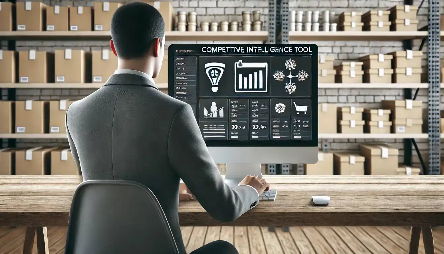 People working on a computer with a screen full of graphs and charts